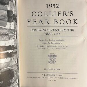 Collier's 1952 Year Book Covering World Events 1951 Hardcover Reference Vintage